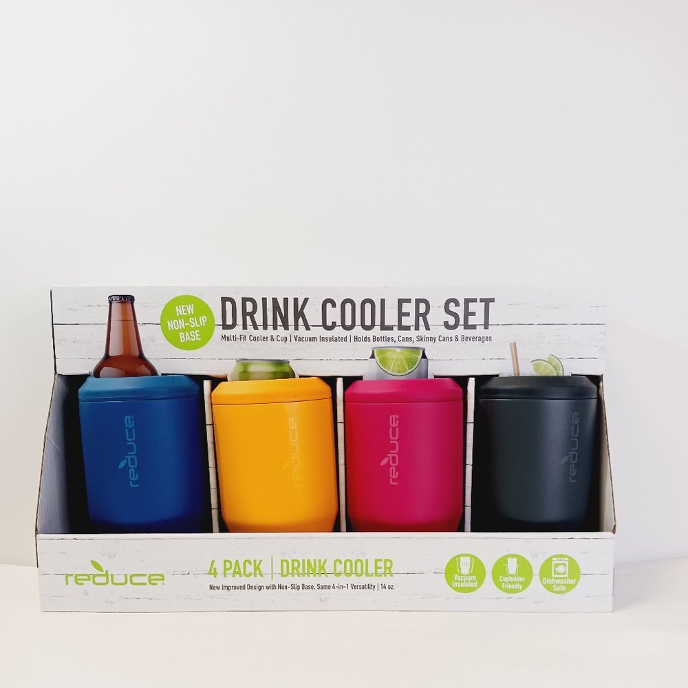 Reduce Vacuum Insulated 14 Oz Stainless Steel Drink Cooler Set 4 Pack New
